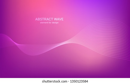 Abstract wave element for design. Pink. Digital frequency track equalizer. Stylized line art background. Colorful shiny wave with lines created using blend tool.Curved wavy line smooth stripe Vector