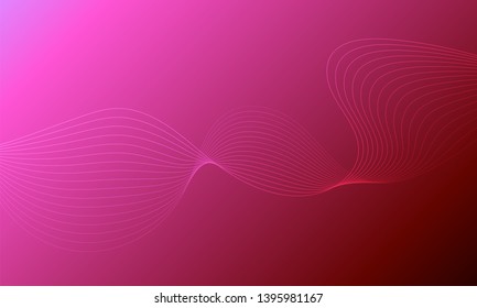 Abstract wave element for design. Pink. Digital frequency track equalizer. Stylized line art background. Colorful shiny wave with lines created using blend tool. Curved wavy line, smooth stripe Vector