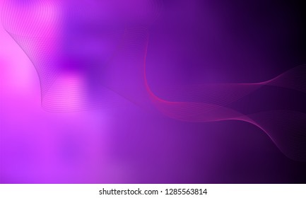 Abstract wave element for design. Purple. Digital frequency track equalizer. Stylized line art background. Colorful shiny wave with lines created using blend tool.Curved wavy line smooth stripe Vector