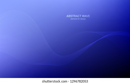 Abstract wave element for design. Purple. Digital frequency track equalizer. Stylized line art background. Colorful shiny wave with lines created using blend tool.Curved wavy line smooth stripe Vector