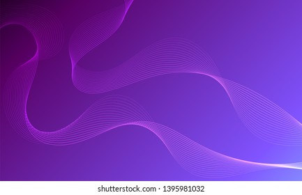 Abstract wave element for design. Purple. Digital frequency track equalizer. Stylized line art background. Colorful shiny wave with lines created using blend tool.Curved wavy line smooth stripe Vector