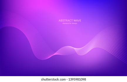 Abstract wave element for design. Purple. Digital frequency track equalizer. Stylized line art background. Colorful shiny wave with lines created using blend tool.Curved wavy line smooth stripe Vector
