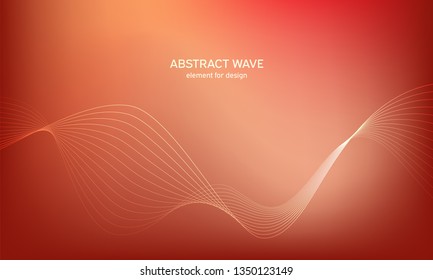 Abstract wave element for design. Red. Digital frequency track equalizer. Stylized line art background. Colorful shiny wave with lines created using blend tool. Curved wavy line, smooth stripe Vector