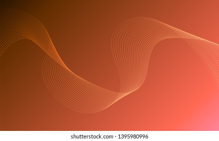 Abstract wave element for design. Red. Digital frequency track equalizer. Stylized line art background. Colorful shiny wave with lines created using blend tool. Curved wavy line, smooth stripe Vector