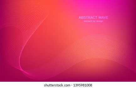 Abstract wave element for design. Red. Digital frequency track equalizer. Stylized line art background. Colorful shiny wave with lines created using blend tool. Curved wavy line, smooth stripe Vector