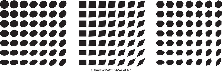 Elemento de onda abstracta para el diseño. Silhouette, círculo, cuadrado, hexágono.Ilustración vectorial aislada en fondo blanco