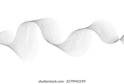 Abstract wave element for design. Abstract  smooth waves on white background. Flowing lines wave pattern black color smooth curve shape isolated on transparent background.