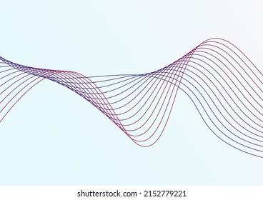 Abstract wave element for design. Wave stripe pattern with lines in red and blue colors on light blue background. Usable for poster, wallpaper, cover and flyer