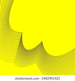 Elemento de onda Abstractas para el diseño. Fondo de arte de línea elegante. Ilustración vectorial con base amarilla. Ondas con líneas creadas con la herramienta de mezcla. Líneas onduladas curvas, líneas suaves.