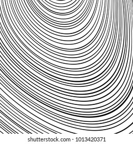 Elemento de onda abstracta para diseño, fondo de arte de línea estilizada, línea ondulada curvada, fondo de banda ondulada suave, diseño abstracto óptico de banda de onda negra y blanca, fondo vectorial, líneas curvadas
