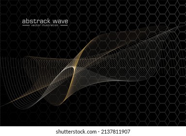 Abstract wave element for design.  Stylized line art background. Colorful shiny wave with lines created using blend tool. Curved wavy line, smooth stripe. Vector.