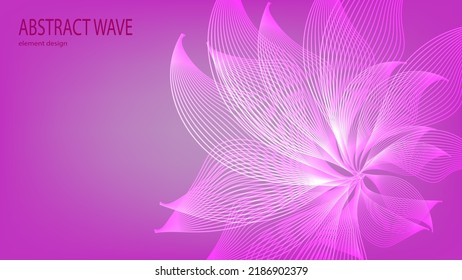 Abstract wave element for design.  Stylized line art background. Vector illustration. Wave with lines created using blend tool. Curved wavy line, smooth stripe.