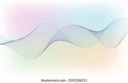 Abstract wave element for design. Stylized line art wave background. Vector illustration