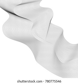 Abstract wave element for design. Stylized line art background. Vector illustration. Curved wavy line, smooth stripe in gray.