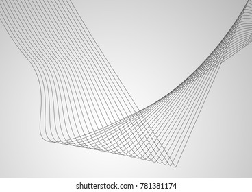 Abstract wave element for design. Stylized line art background. Vector illustration. Curved wavy line, smooth stripe in gray.