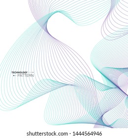 Abstract wave element for design. Vector digital line art background