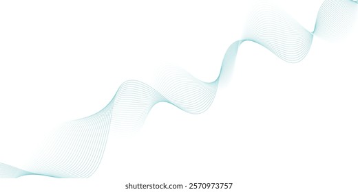 Abstract wave element for design. Vector illustration. Wave with lines created using blend tool. Digital frequency track equalizer. Stylized line art background. 
