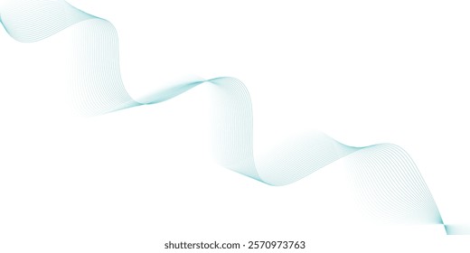 Abstract wave element for design. Vector illustration. Wave with lines created using blend tool. Digital frequency track equalizer. Stylized line art background. 
