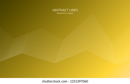 Abstract wave element for design. Yellow. Digital frequency track equalizer. Stylized line art background. Colorful shiny wave with lines created using blend tool.Curved wavy line,smooth stripe Vector