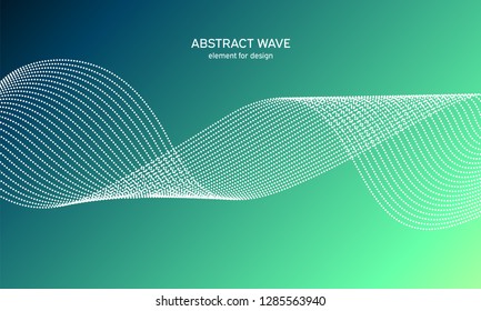 Abstract wave element for design.Green. Digital frequency track equalizer. Stylized line art background. Colorful shiny wave with lines created using blend tool. Curved wavy line, smooth stripe Vector