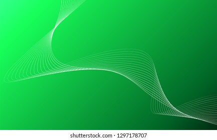 Abstract wave element for design.Green. Digital frequency track equalizer. Stylized line art background. Colorful shiny wave with lines created using blend tool. Curved wavy line, smooth stripe Vector