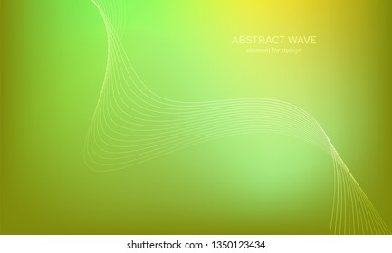 Abstract wave element for design.Green. Digital frequency track equalizer. Stylized line art background. Colorful shiny wave with lines created using blend tool. Curved wavy line, smooth stripe Vector