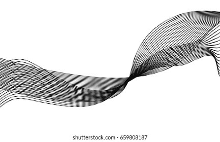Abstract wave element with dots for design. Digital frequency track equalizer. Stylized line art background. Vector