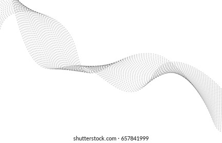 Abstract wave element with dotted for design. Digital frequency track equalizer. Stylized line art background. Vector