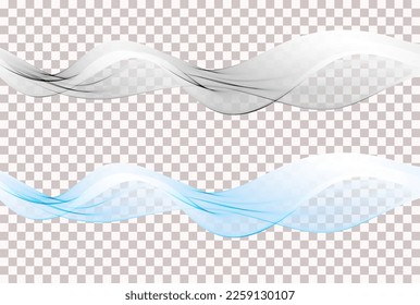 Abstract wave element on transparent background. Wavy elements set.