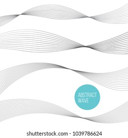 Abstract wave element for presentation. Digital frequency track equalizer. Line art background. Vector illustration Set