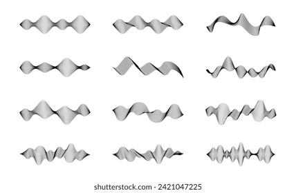 Abstract wave element set. Linear waves for design. Abstract smooth wave. Modern digital equalizer. Music frequency. Vector illustration.