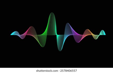 Abstract wave element of sound waves, digital music equalizer, pulse musical sound. The visual effect has a bright color and dynamic shape