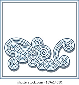 Abstract wave element, vector swirls on white