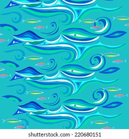 abstract wave and fish