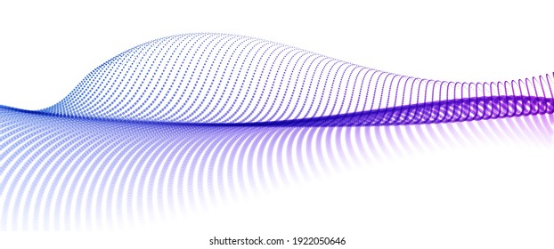 Abstract wave flow of runny dotted particles vector abstract background, technology and science big data flow, nanotechnology, connection information tech design.