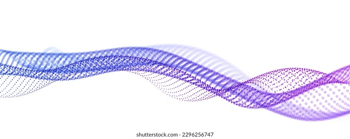 Abstract wave flow of runny dotted particles vector abstract background, technology and science big data flow, nanotechnology, connection information tech design.