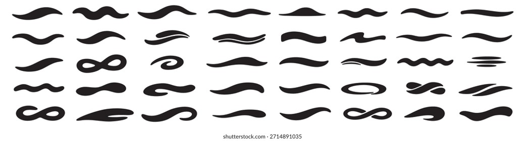 Abstract wave and flow shapes. Minimal ribbon wave shapes. flowing curve silhouettes, Smooth organic flow vector pack for UI masks, social media templates, modern backgrounds and creative layouts