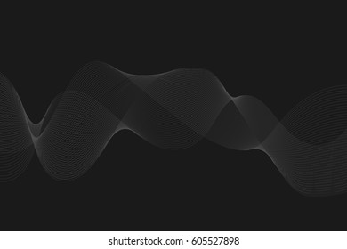 abstract wave flow smoke on dark background.vector and illustration