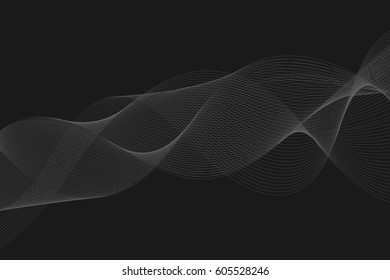 abstract wave flow smoke on dark background.vector and illustration