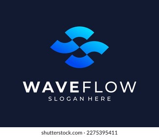 Abstract Wave Flow Wavy Water Wind Geometric Curve Line Pattern Simple Modern Vector Logo Design