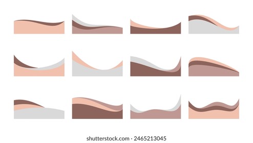 Abstract Wave Footer Header Element Set, Decoration Graphic Design. Vector Illustration