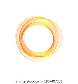 Abstract wave in the form of a circle. Orange curves. Design element