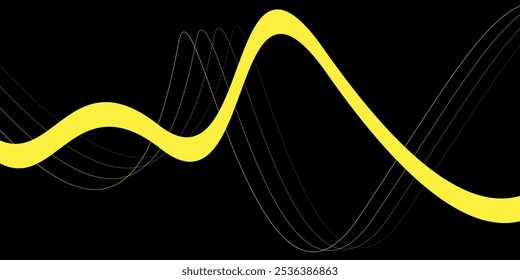 Forma de onda abstrata linhas de fita no plano de fundo preto