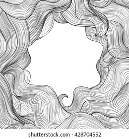 Abstract wave frame background Hair outline background. Wavy hair pattern for beauty salon design