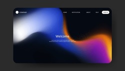 Abstract wave futuristic design of landing page. retro gradient mesh website design