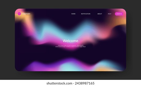 Abstract wave futuristic design of landing page vector. retro gradient mesh website design