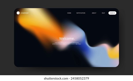 Abstract wave futuristic design of landing page. retro gradient mesh website design