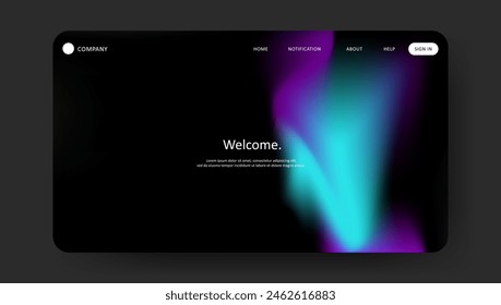 Abstract wave futuristic design of landing page. retro gradient mesh dark concept website design