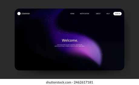 Abstract wave futuristic design of landing page. retro gradient mesh dark concept website design