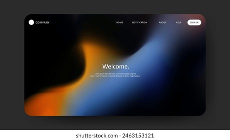 Abstract wave futuristic design of landing page. retro gradient mesh website design